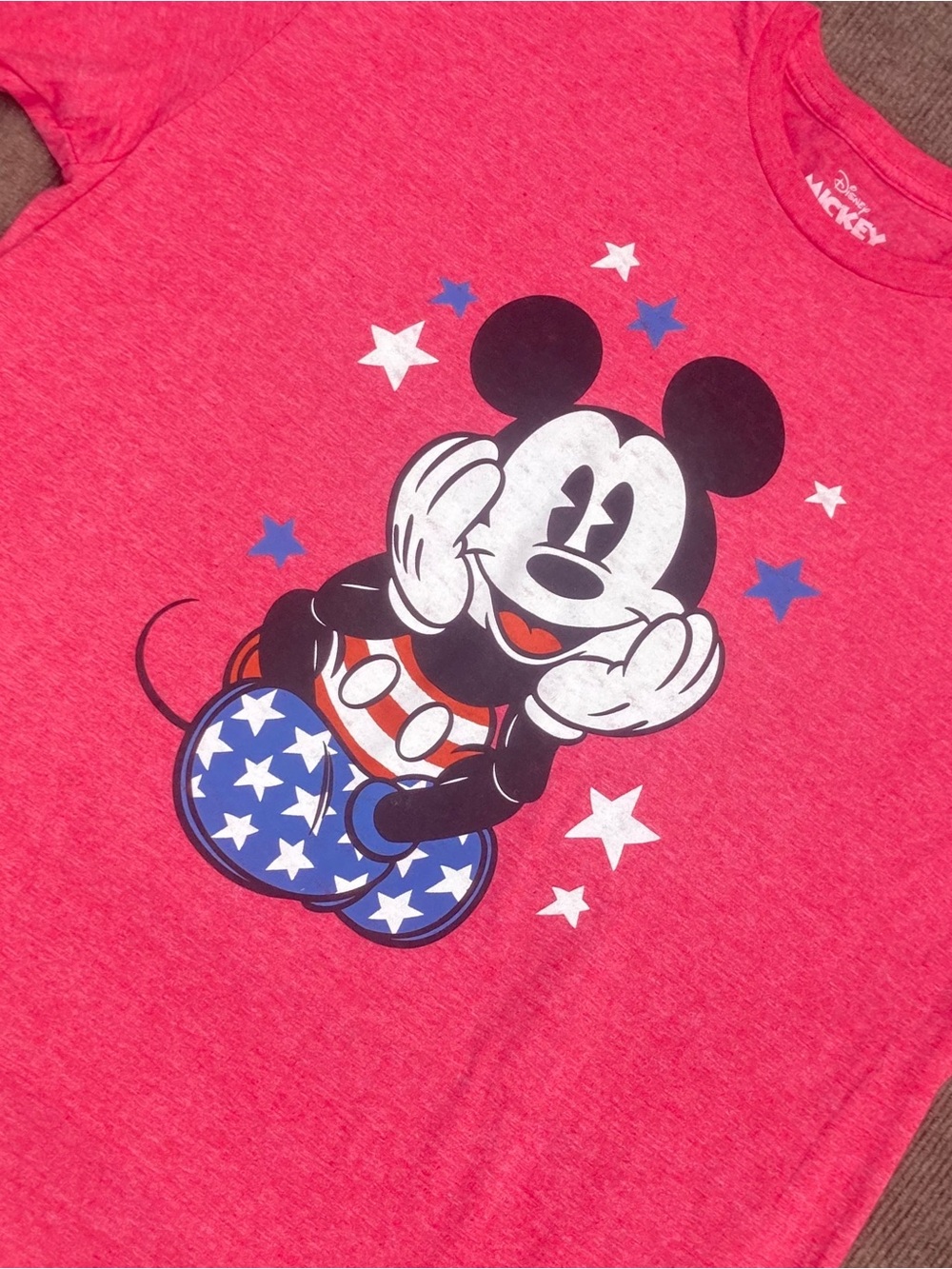 Disney 2X Patriotic Mickey Mouse Red Graphic T-Shirt, Sz 2X XXL, Stars & Stripes